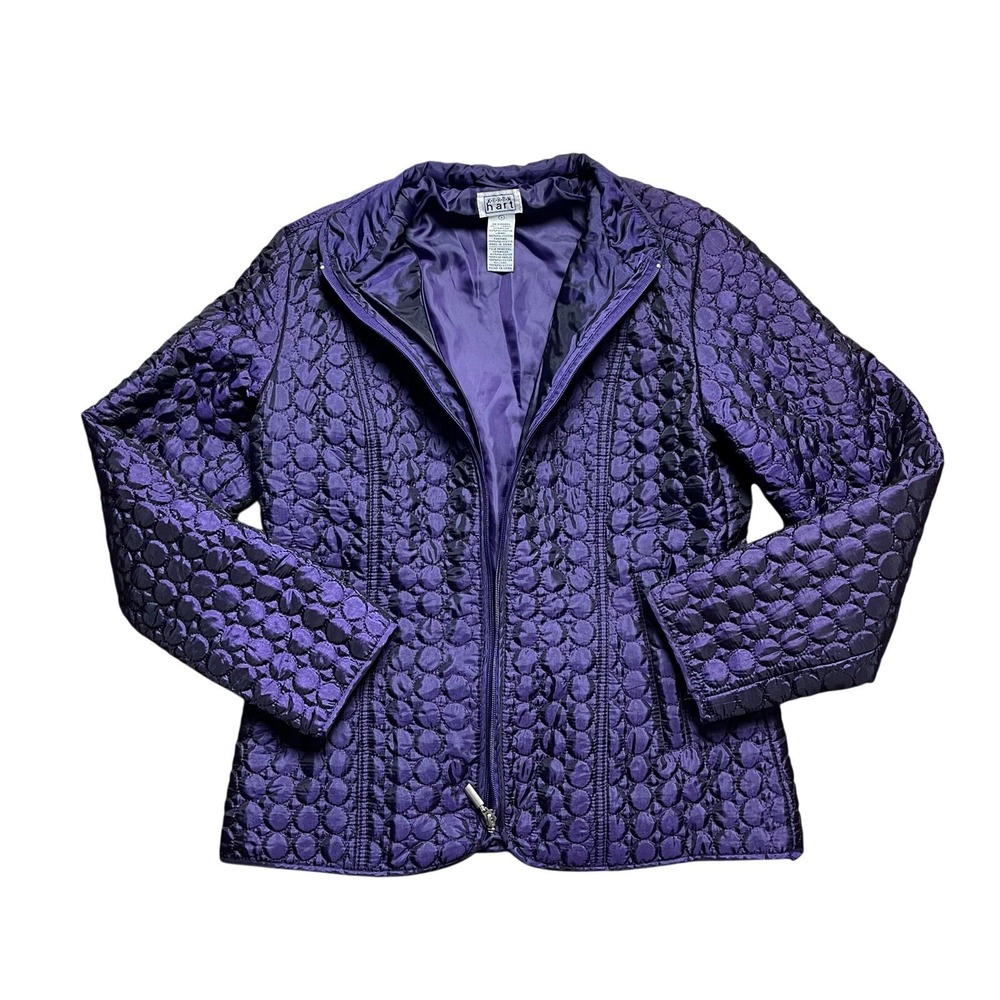 Keren Hart Purple Bubble Quilted Jacket Full Zip Lightweight Outdoor Coat Size S